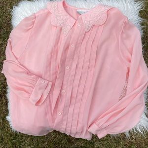 Pink blouse with beaded collar